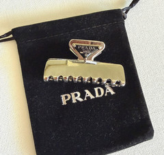 Prada Silver Tone Metal Claw Clip Hair Accessory Small (2 inches) – new