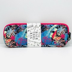 2 Pack Hair Tool Bag Fun Colorful Tropical Blue Beach Zip Closure Travel