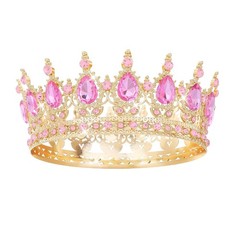 Pink Crown for Women Crystal Tiara and Queen Wedding All