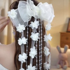 Birthday party engagement flower ribbon hair accessory fairy hair clip headband