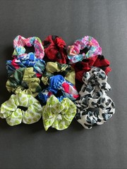 12pc Lot Hair Scrunchies Tween Floral Red Blue Pink Multicolor, Brand New