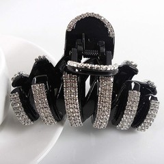 Black Large Fancy Rhinestones Hair Clamp Claw Clips Elegant Crystal Jaw Women