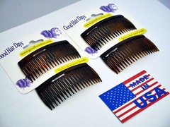 4 Combs x Good Hair Days 2 3/4″ Dark Brown Side comb Hair comb Made in USA 42211