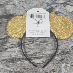 Disney Minnie Mouse Ears Headband Star Wars Gold Sequin Bow, Black/Gold