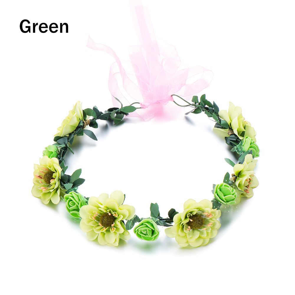 Rose Flower Crown Bridal Halo Headpiece Bohemia Garland Girls Floral Wreath