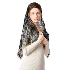 Lace Trim Headscarf Breathable Lightweight Covering for Daily Wear Travel