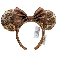Disney` Parks Animal Kingdom Headband Minnie Mickey Ears Giraffe Print Spangle