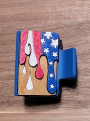 Hand Painted Wood Cut Americana Patriotic Stars And Stripes Claw Clip 2″