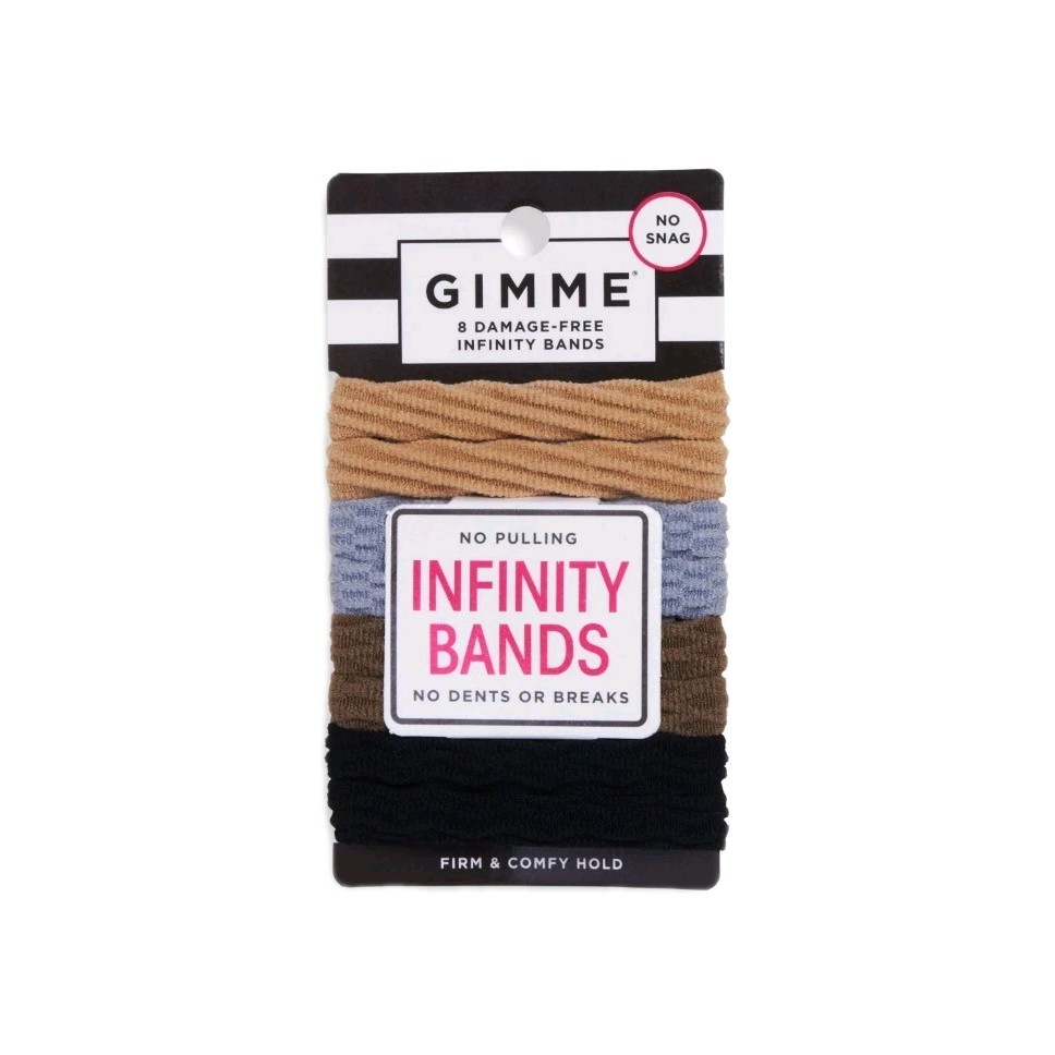 Gimme Damage-Free Infinity Hair Bands Firm-Hold No Pulling 8pc New!
