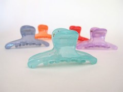 Small blue peach purple pink gray hair claw clip for fine, thin hair