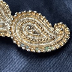 Vintage Ornate Hair Clip Hair barrette Paisley Design Gold Tone Taiwan 3.5”