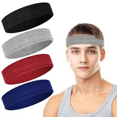 4 Pack Headbands for Men, Sweat Bands Headbands Men & Women, Cotton Terry Swe…
