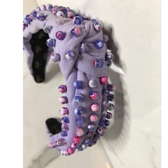 La Bella Lavender Bead Embellished Knotted Headband