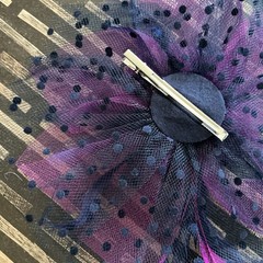Purple Pink Blue Flower Barrette wPolka Dot Mesh Feather Beads +Headband