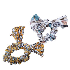 Spring Bow Scrunchie Set of Two Butterfly and Floral Print