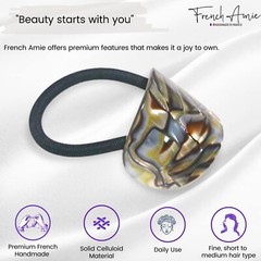 French Amie Curve Oval Celluloid Handmade Ponytail Elastic Hair Tie for Women