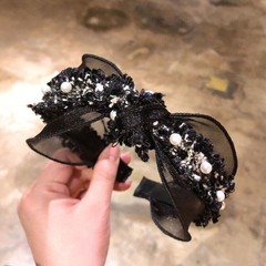 Hairband Knot Tie Accessories Headband Hair Hoop Women’s Pearl Bands Fabric Lace