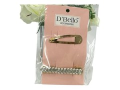D’Bello Pearl Rhinestone Gold Barrettes Hair Accessories Set Of 2 NEW