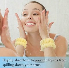 3-Piece Spa Headband & Wristband Set for Face Wash, Makeup & Skincare