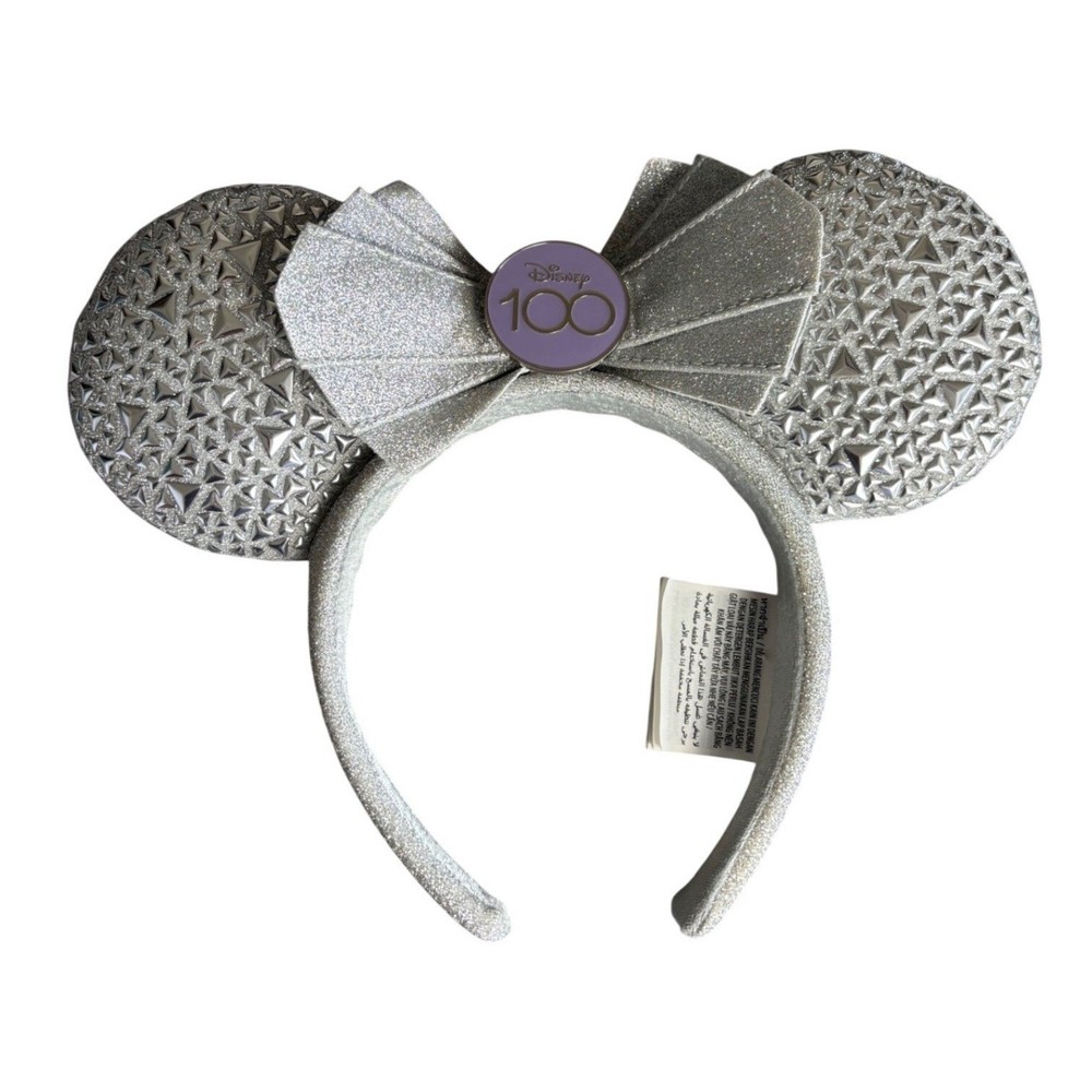 Disney 100th Anniversary Cast Member Exclusive Minnie Ears Silver Studded Bow