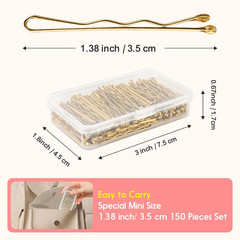Gold Mini Bobby Pins, 150 Count with Storage Box for All Hair Types
