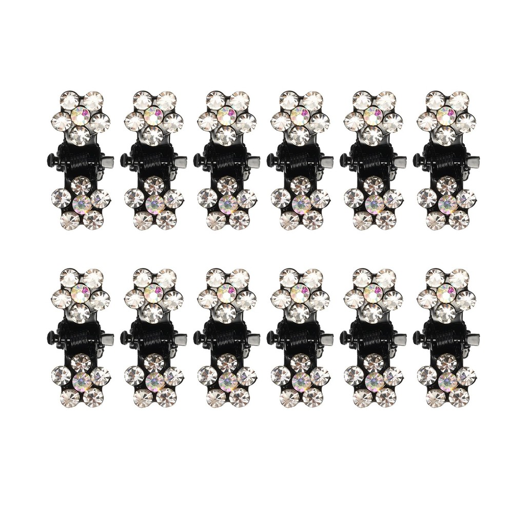 VOCOSTE 12 Pcs Mini Hair Claw Clip, Small Rhinestone Hair Clips, Metal Little Ha
