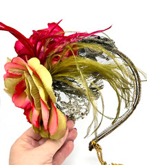 Lovey Colorful Flowers With Feathers Hair Bow By Michal Negrin Unique.