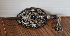 Beaded Hair Clip Stick Brown White Star Tassel Wooden Pick Barrette 2 Piece