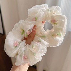 Sweet Korean Style Mesh Hair Ties Floral Scrunchies Breathable Mesh Fabric