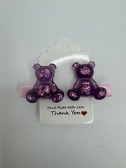 Teddy Bear Hair Clips Resin Handmade Glitter Small Hair Clips To Cute Girls Kids