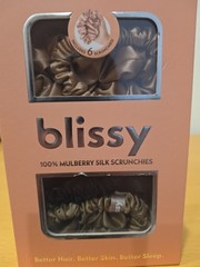 Blissy 100% Mulberry Silk Hair Scrunchies Black/Rose Gold/ Taupe NIB