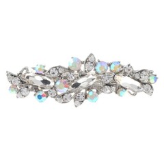 Silver Tone Metal Hair Clip with AB Crystal Rhinestone HA2195-SAB