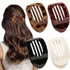 Flat Hair Clips for Women 4Pcs 1 Count (Pack of 4), Multi-leopard,Black,White