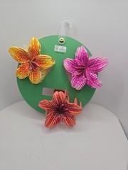Piper K Floral Hair Claw Clip Set of 3 Red, Orange & Pink NEW In Package