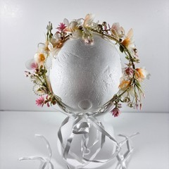 Pink White Flower Crown Pearl Wedding Quinceanera First Communion Boho Halo FH_N