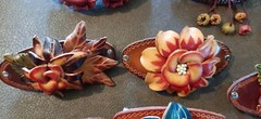 8 Leather Barrette Hair Clip Ponytail Holder Flower Pony Hand Crafted Handmade
