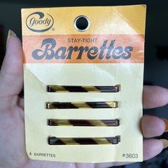 VTG 1975 Goody 2 Inch Stay Tight Barrettes 4 Pack Faux Tortoise Silver tone