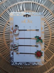 Noir Festive Frosty Gold Straight Bobby Pins Pack 4 New