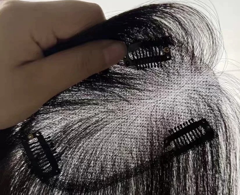 5″x6″ Seamless Black Lace 100%Human Hair Topper 12″, Can be dyed/permed/Bleached