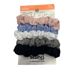 Lot Of 3 Scunci I Am Recycled Cotton Hair Scrunchies, Assorted Colors, 5-Count