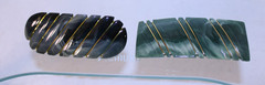 Vintage GREEN & GRAY MARBLED RESIN BARRETTES MADE IN KOREA