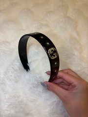 Gucci Black Hair Band Logo Crystal Stone Decorative Headband Italy women’s used