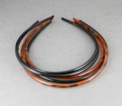 Black Brown 5 skinny set headbands pack plastic thin skinny narrow grip teeth