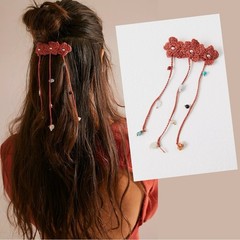 Free People Bohemian Crochet Ariana Ost Blooms Barrette NWT Semi Precious Stones