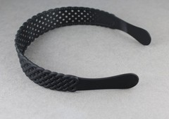 Black basketweave plastic head band hair accessory grip teeth 1.25″ wide woven