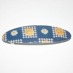Barrette Metal Hair Clip Oval Girls Plaid Blue White Yellow Daisy Made in France