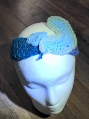 Handmade Crochet Headband, Blue With Moon And Star, 100% Acrylic, Infant