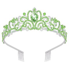 Didder Silver Tiaras and Crowns for Women – Elegant Green Crystal Princess Cr…