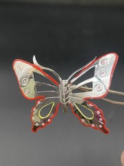 Set 2 Japanese Hair Pin ornament Kanzashi red ball fringe charm Bira Butterfly