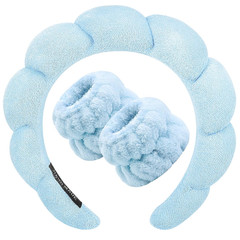 Spa Headband for Washing Face Wristband Set Sponge Makeup Skincare Headband Terr